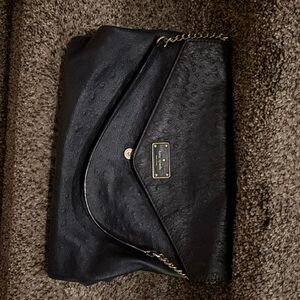 Blue Leather Kate Spade Purse - part metal silver chain - used